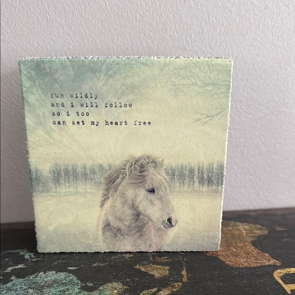 Cedar Mountain Horse Art Square with Inspirational Quote - Picture 1 of 4